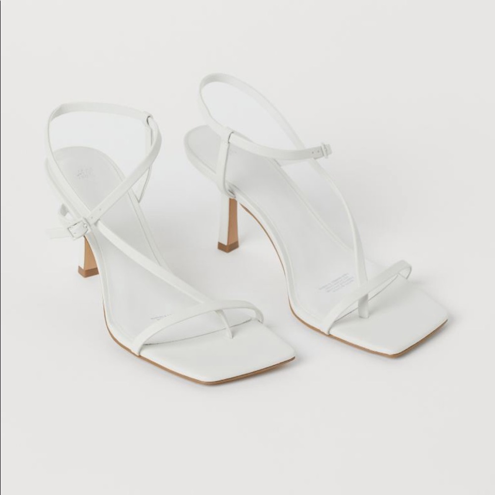 H&M White Square Toe Sandals View 2